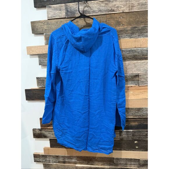 Flax NWOT linen/cotton lightweight hoodie top lagenlook boho size Medium - Picture 3 of 8